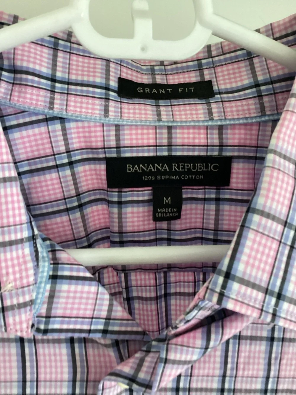 Banana Republic Pink Plaid Long-Sleeve Dress Shirt